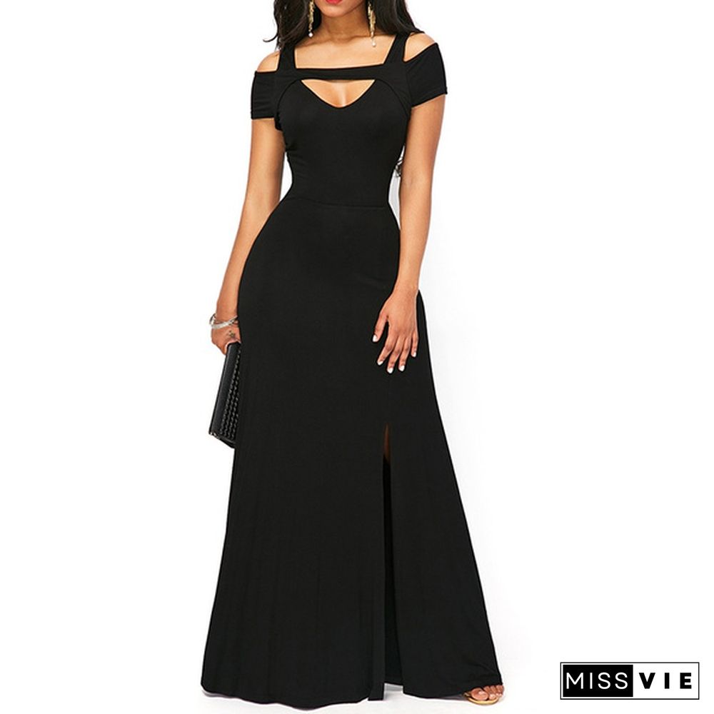 Womens Cold Shoulder V Neck Bodycon Prom Evening Club Maxi Long Dresses Party Dress