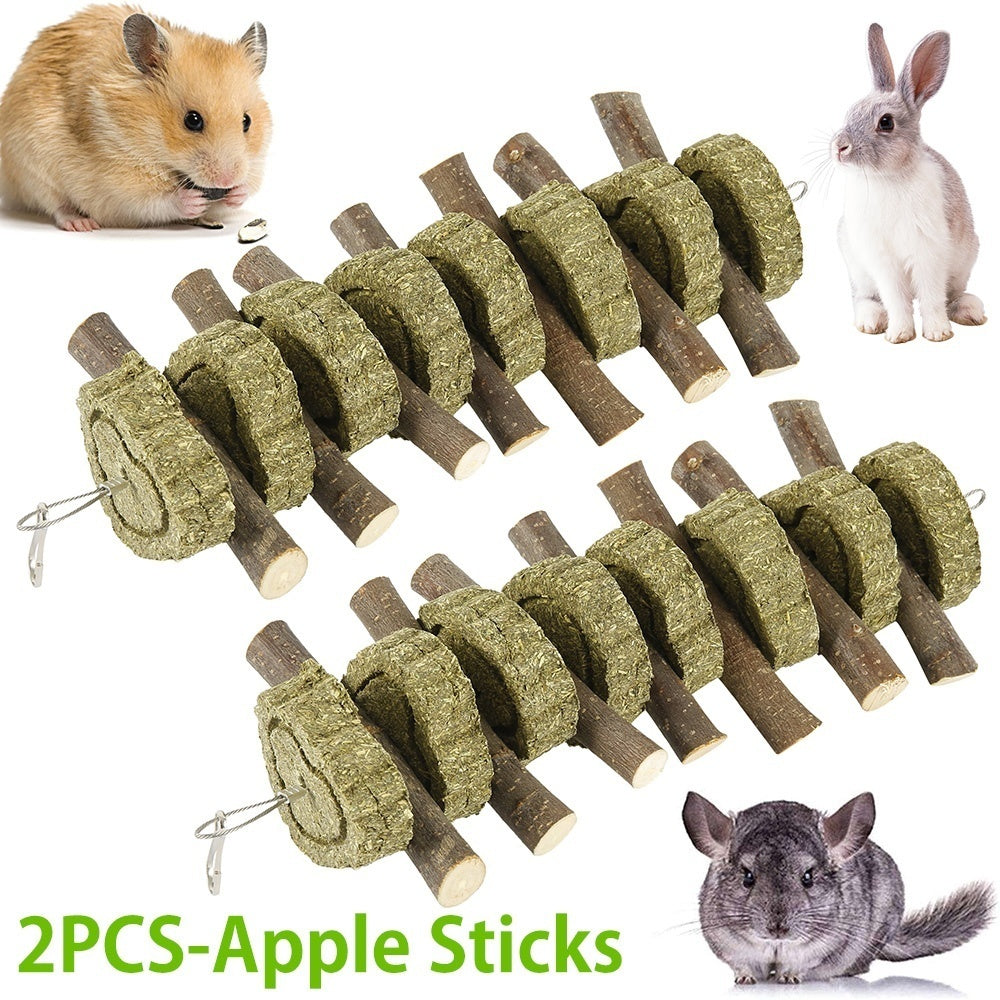 Willstar Hamster Chew Toy， 2 Sets Small Animal Molar Craft Toys Teeth Care Apple Wooden Sticks， Rodents Pet Toy Cleaning Teeth Twigs for Guinea Pigs，Chinchillas，Gerbils，Squirrel， Rabbit Parrots