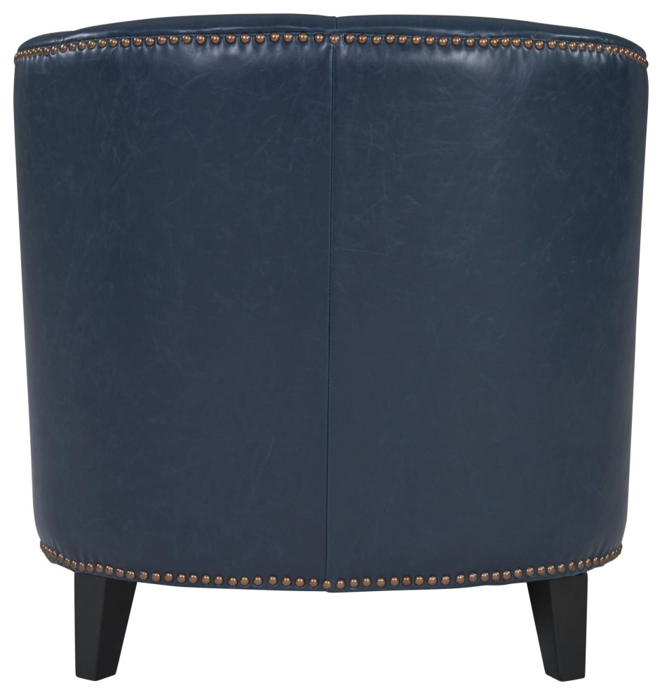 Derron Bonded Leather Tub Chair Black Legs  Vintage Blue   Transitional   Armchairs And Accent Chairs   by Virgil Stanis Design  Houzz