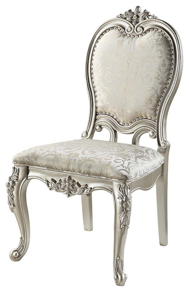 Acme Bently Side Chair Set 2 Fabric and Champagne Finish   Victorian   Dining Chairs   by AMOC  Houzz