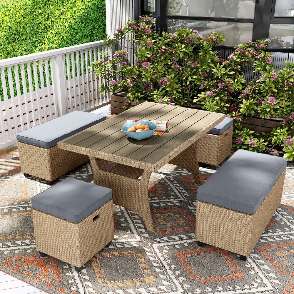 Decker Modern Wicker 5 Piece Outdoor Open Dining Set by M L Co.