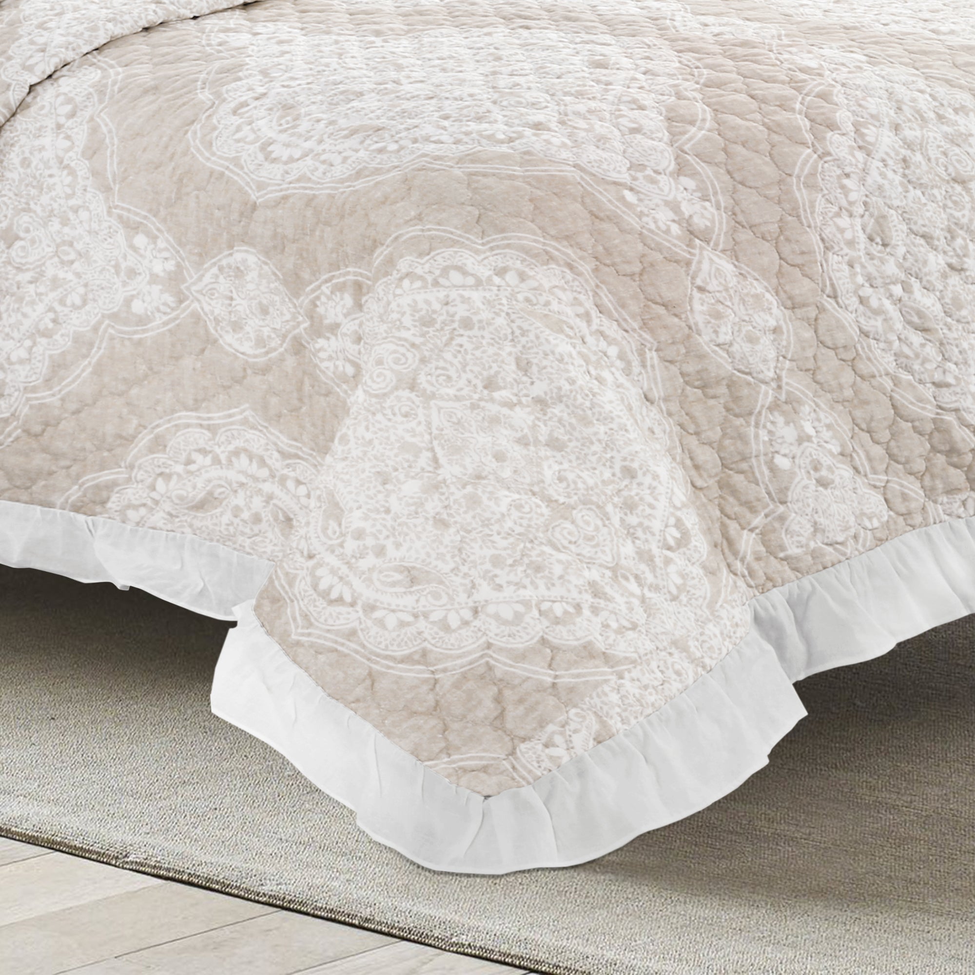 Lucianna Ruffle Edge Cotton Bedspread Set