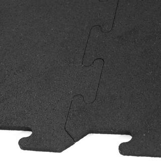 Greatmats GMats Black 24 in. W x 24 in. L Rubber Gym Interlocking Flooring Tile (Case of 6) (23.28 sq. ft.) IRFT22-375BLK6