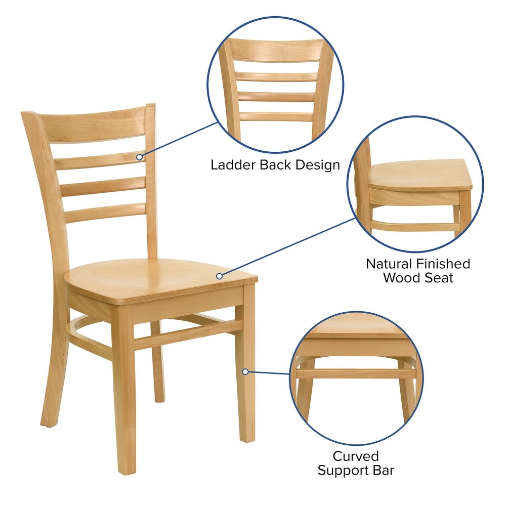 Wooden Ladder Back Restaurant Dining Chair   17.25\