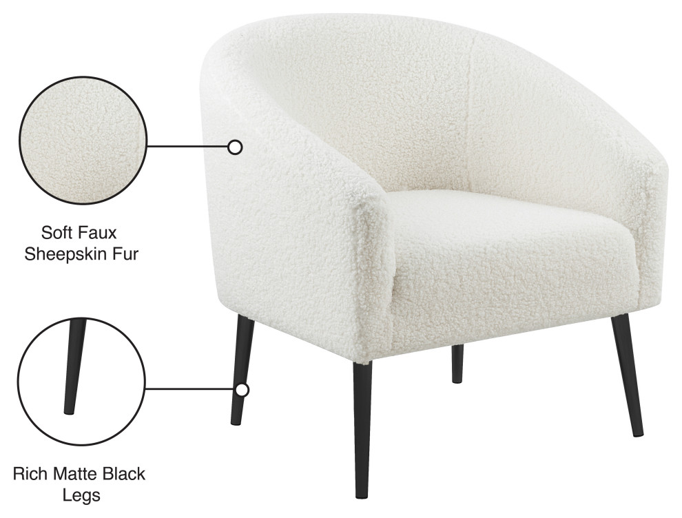 Barlow Faux Sheepskin Fur Accent Chair   Midcentury   Armchairs And Accent Chairs   by Meridian Furniture  Houzz