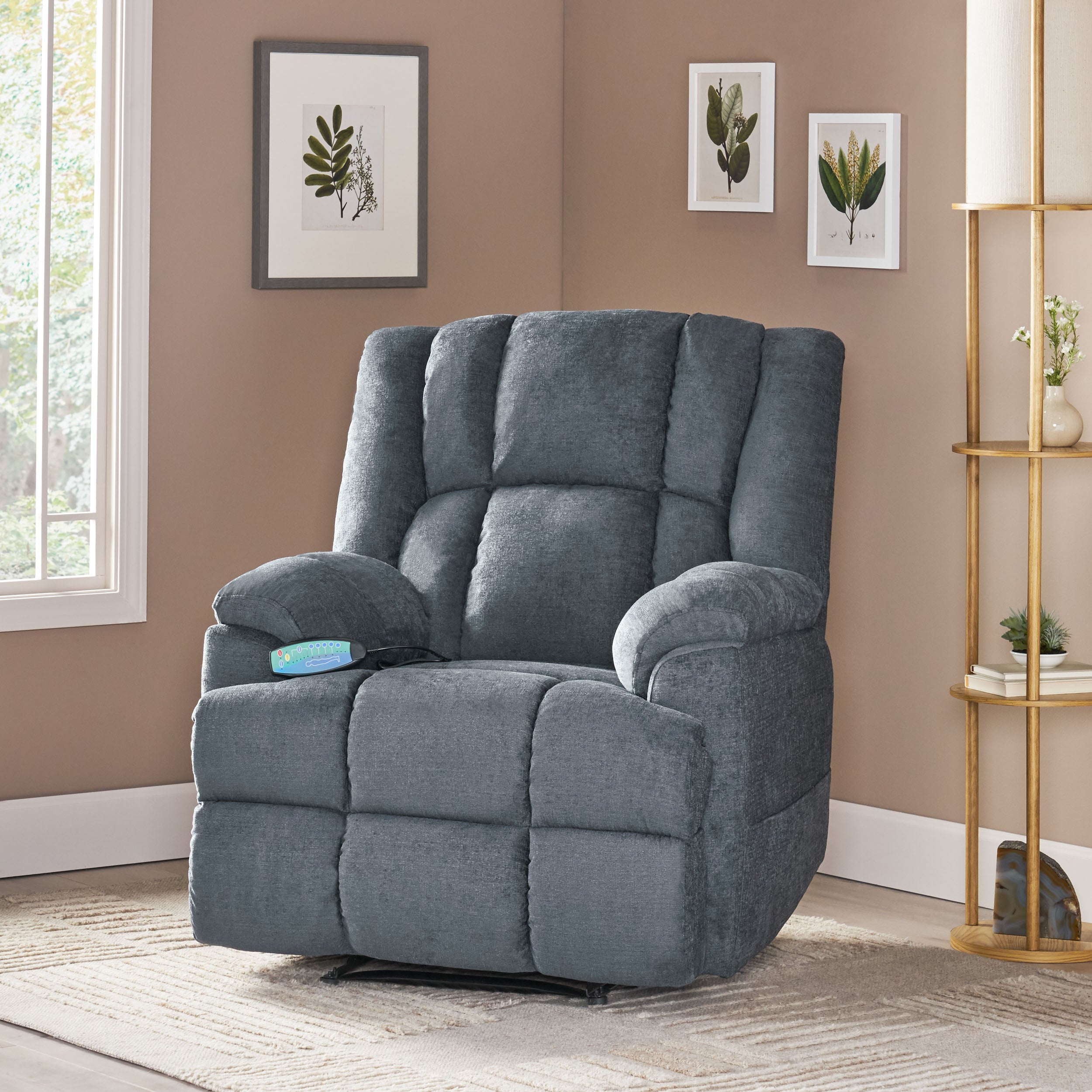 Siloam Contemporary Pillow Tufted Massage Recliner