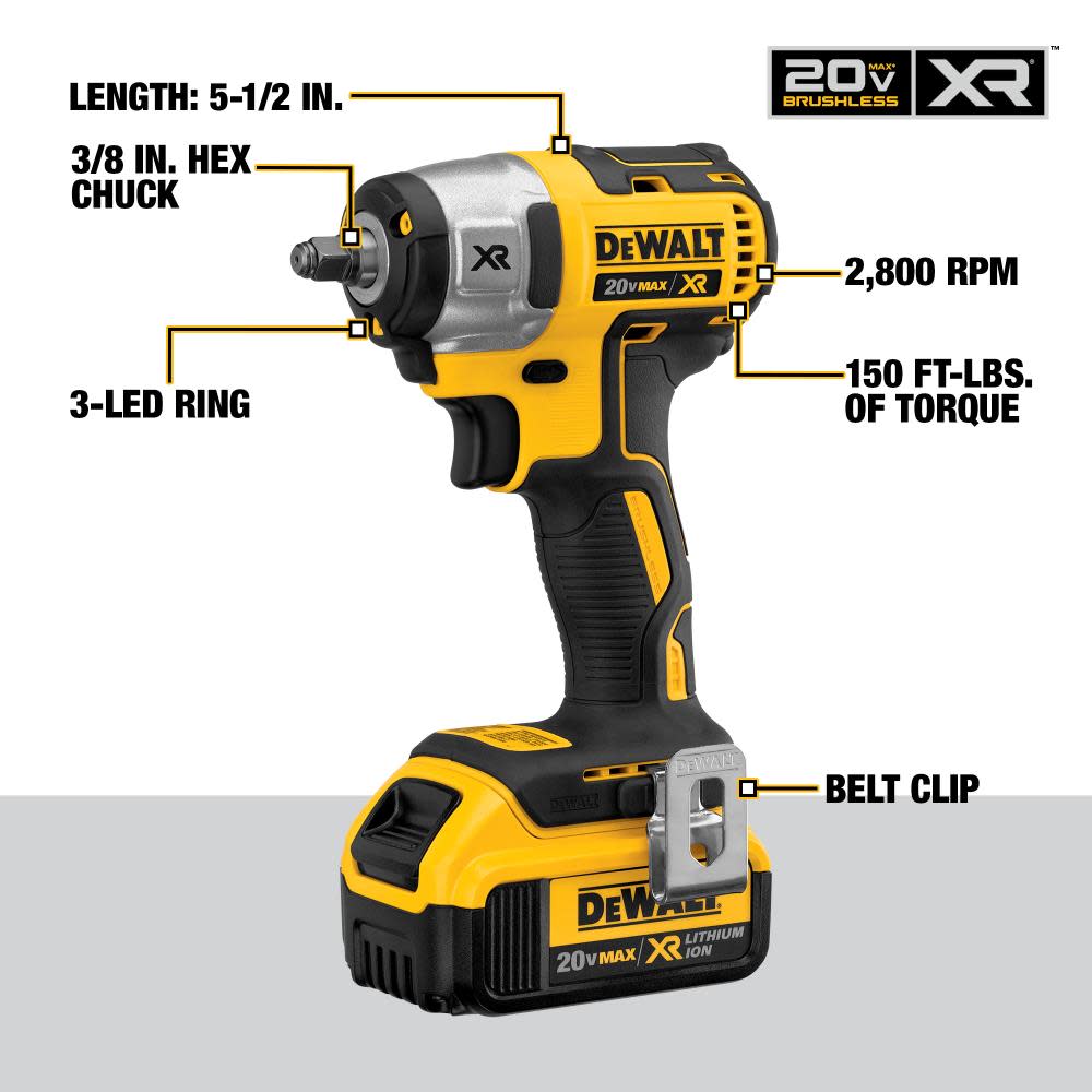 20-volt MAX XR 3/8-in Compact Impact Wrench Kit ;