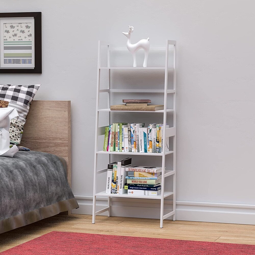 4 Tier Ladder Shelf Bookcase  Modern Open Bookshelf for Bedroom  Living Room  Office