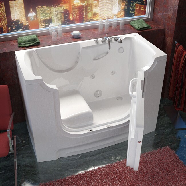 MediTub Wheelchair Accessible 30x60 inch Right Drain White Whirlpool Jetted Walk In Bathtub