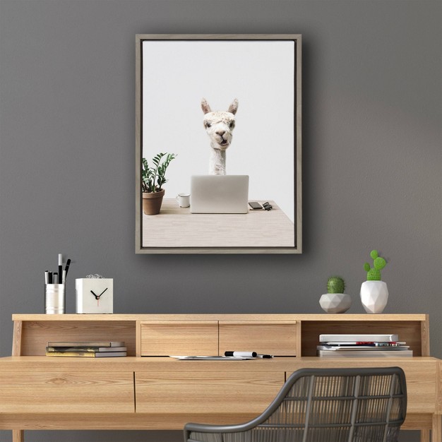 X 24 quot Sylvie Mr Al Paca Here In Distribution By The Creative Bunch Studio Framed Wall Canvas Gray Kate amp Laurel All Things Decor