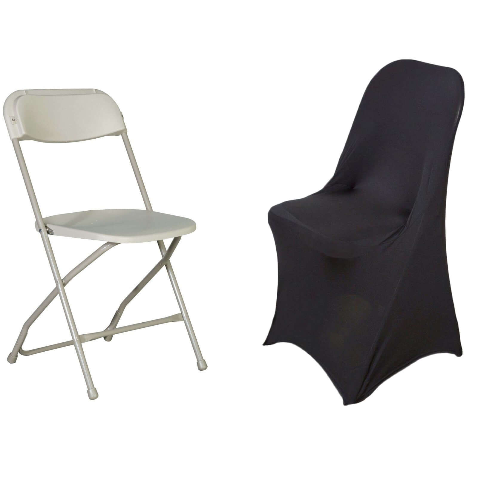 Black Spandex Stretch Fitted Folding Slip On Chair Cover 160 GSM