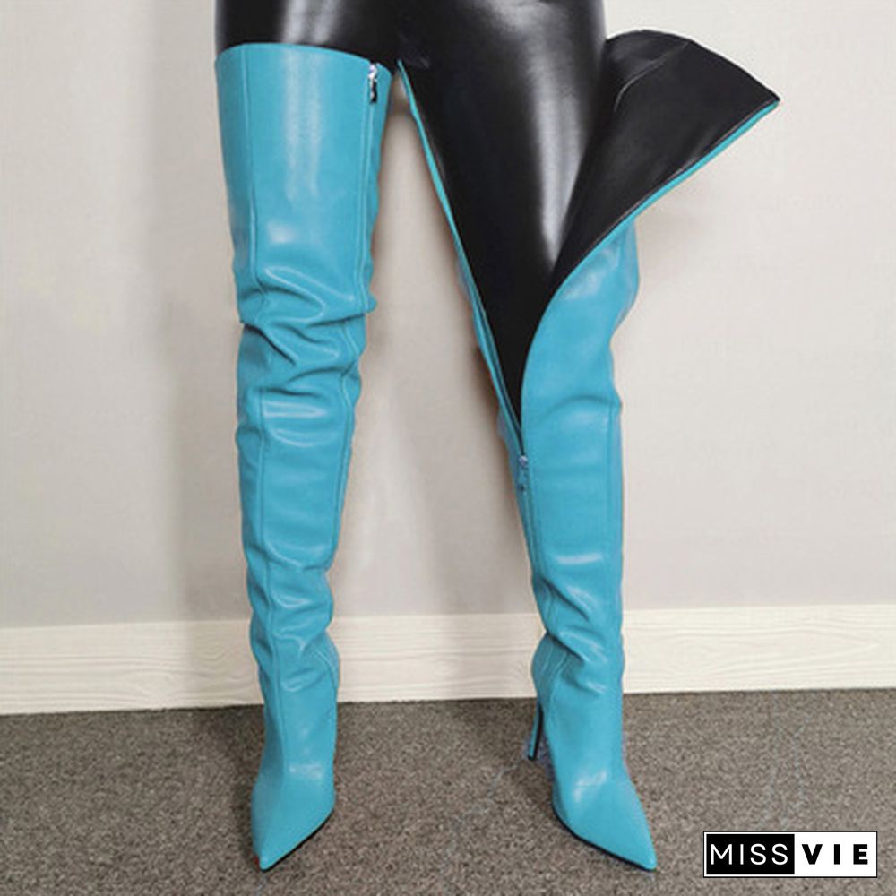 Color Sexy Pointed High Heel Stiletto Boots