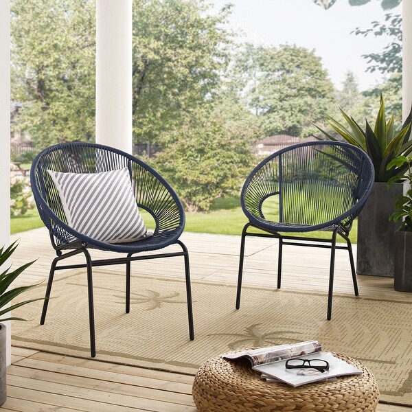 Corvus Sarcelles Woven Wicker Indoor/Outdoor Bistro Chairs (Set of 2)