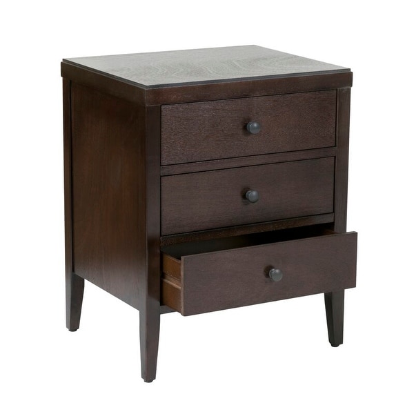 Painted Acacia Wood 3-Drawer Nightstand