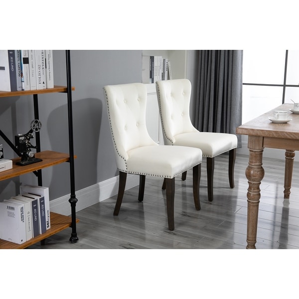 Dining Chair Tufted Armless Chair Upholstered Accent Chair， Set of 2， Cream