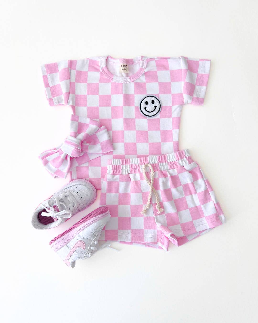 Checkered Short Set/Pink 0-3