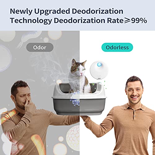 uahpet Cat Litter Deodorizer 99% Deodorization Litter Box Odor Eliminator 99.9% Dust-Free 9-Day Battery Life Genie for All Kinds of Cat Litter Box Bathroom Wardrobe Kitchen and Small Area