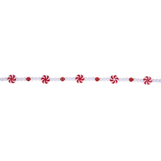 Northlight 9 x27 Red And White Peppermint Candy Beaded Christmas Garland Unlit