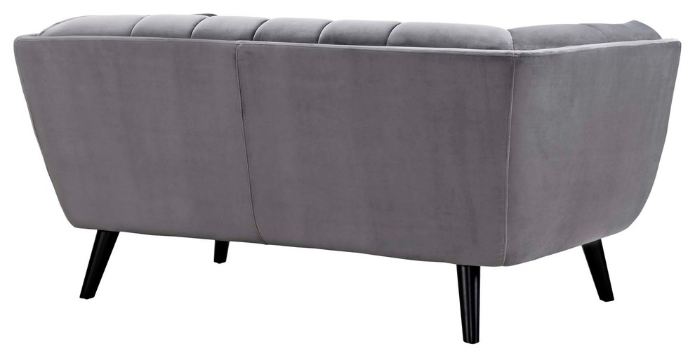 Bestow 2 Piece Velvet Loveseat and Armchair Set  Gray   Midcentury   Living Room Furniture Sets   by BisonOffice  Houzz