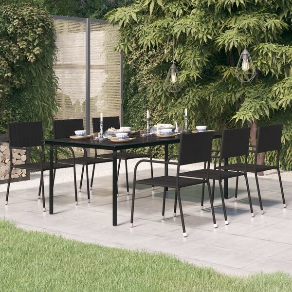 vidaXL Outdoor Dining Table Patio Table with Glass Top Garden Furniture Steel