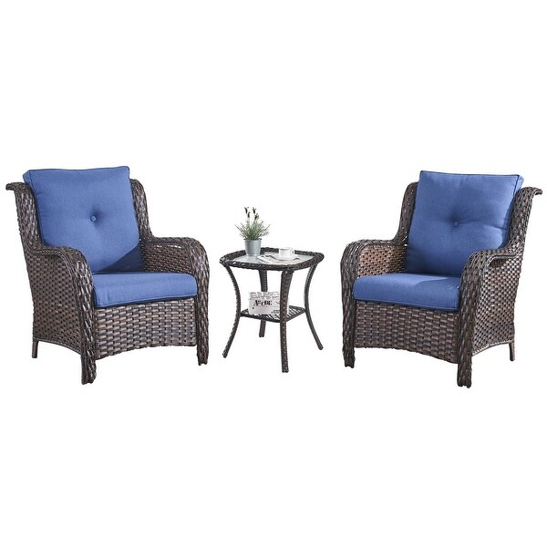 Pocassy Outdoor Wicker Bistro Set，3 Piece Patio Set