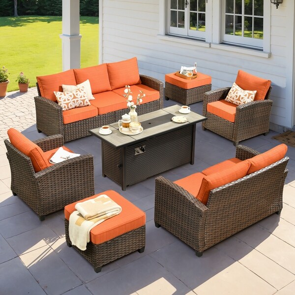 XIZZI Rattan Patio Furniture 7piece Conversation Set with 54