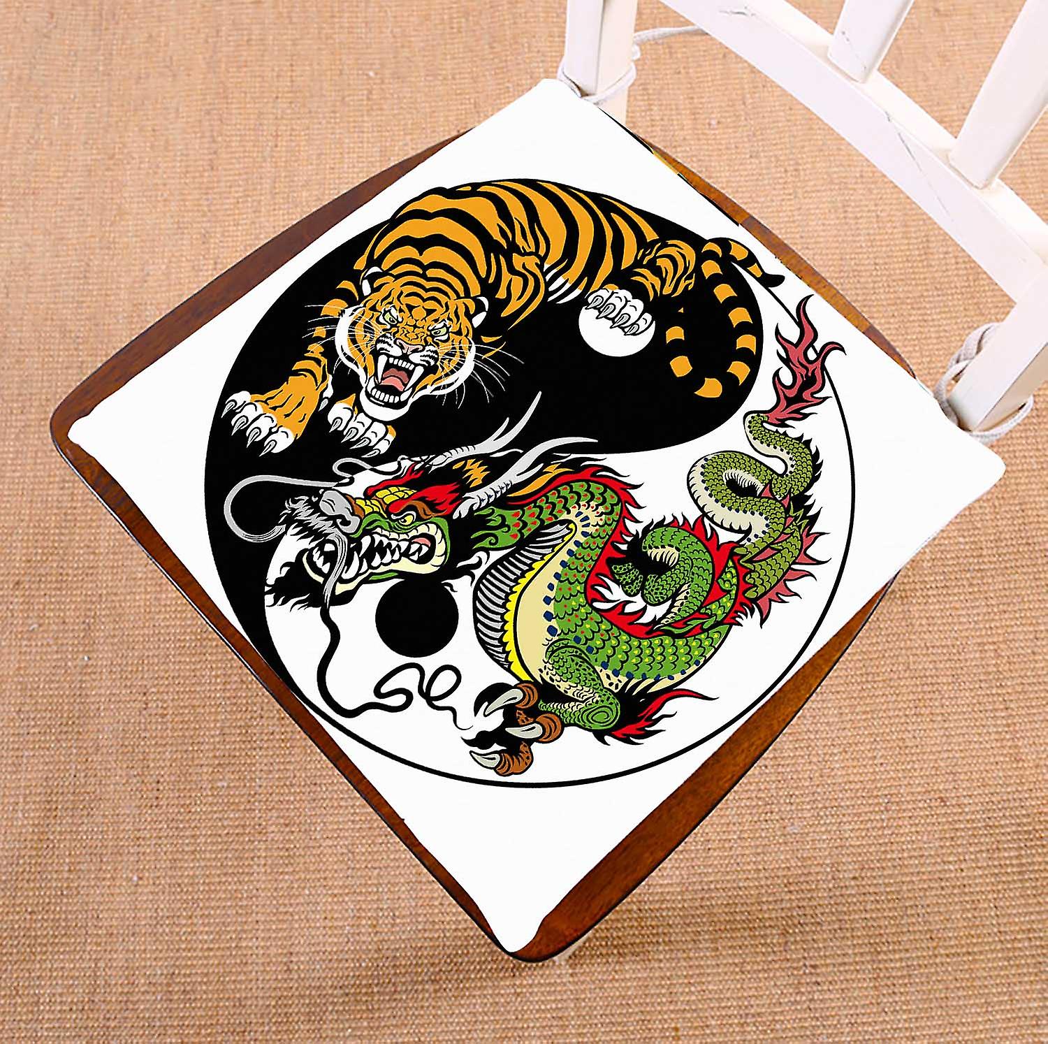 Dragon And Tiger Yin Yang Symbol Of Harmony And Balance Chair Pads Chair Mat Seat Cushion Chair Cushion Floor Cushion 40x40 Cm