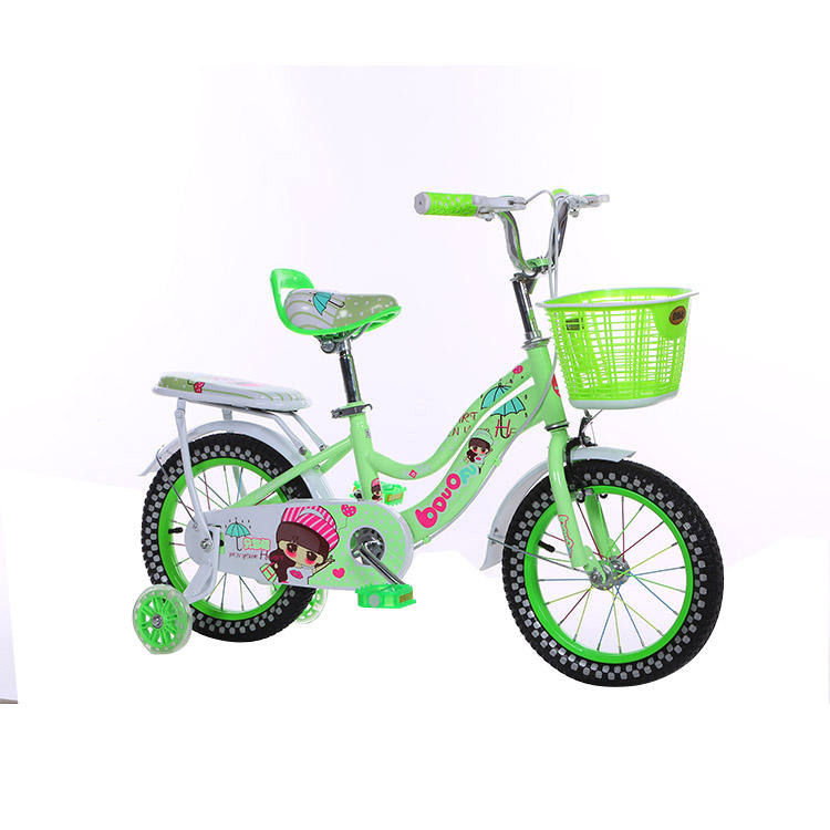 Lightweight green kids cycle pink small bicycle mini baby bike with training wheel for 5 years