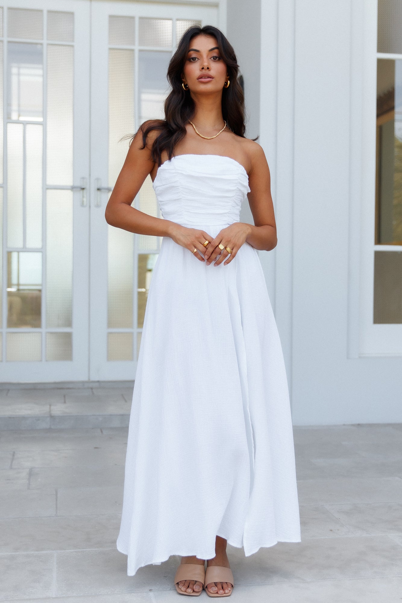 Transcended Midi Dress White