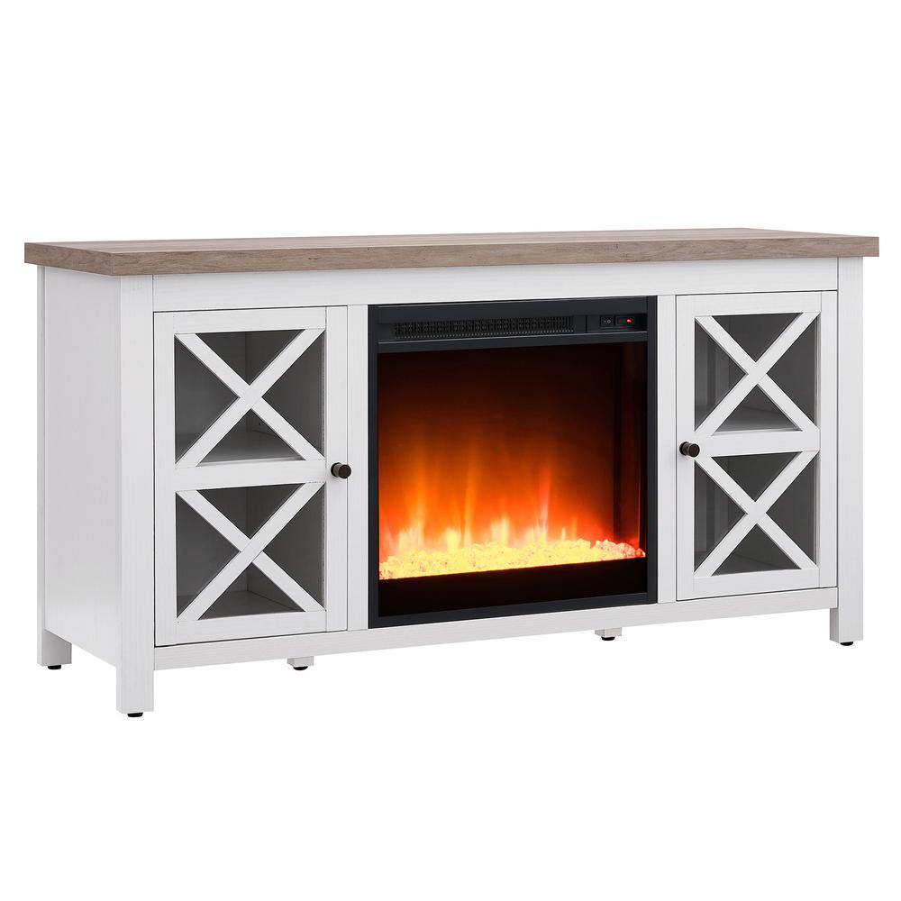 MeyerCross Colton 47.75 in. White and Gray Oak TV Stand Fits TV's up to 55 in. with Crystal Fireplace Insert TV1014