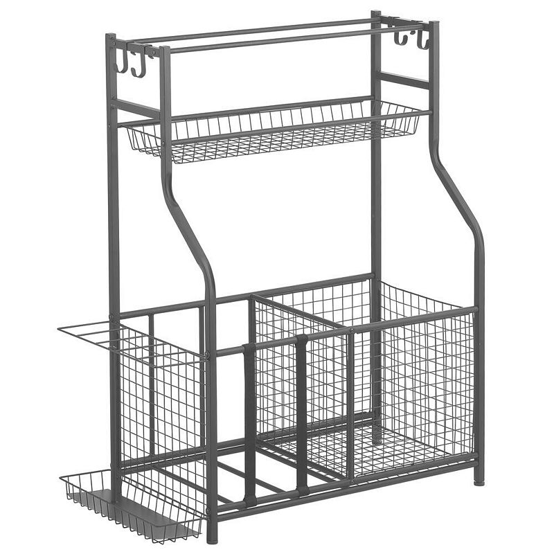 mDesign Metal Heavy Duty Sports Storage Rack with Top Shelf