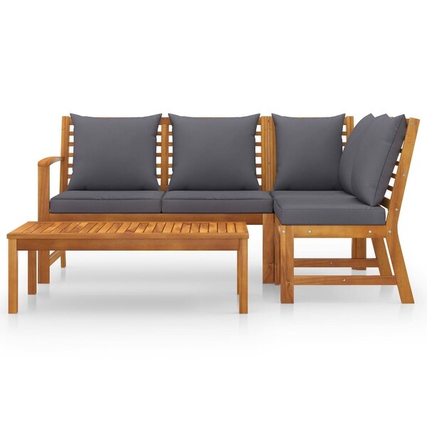 vidaXL 4 Piece Patio Lounge Set with Cushion Solid Acacia Wood