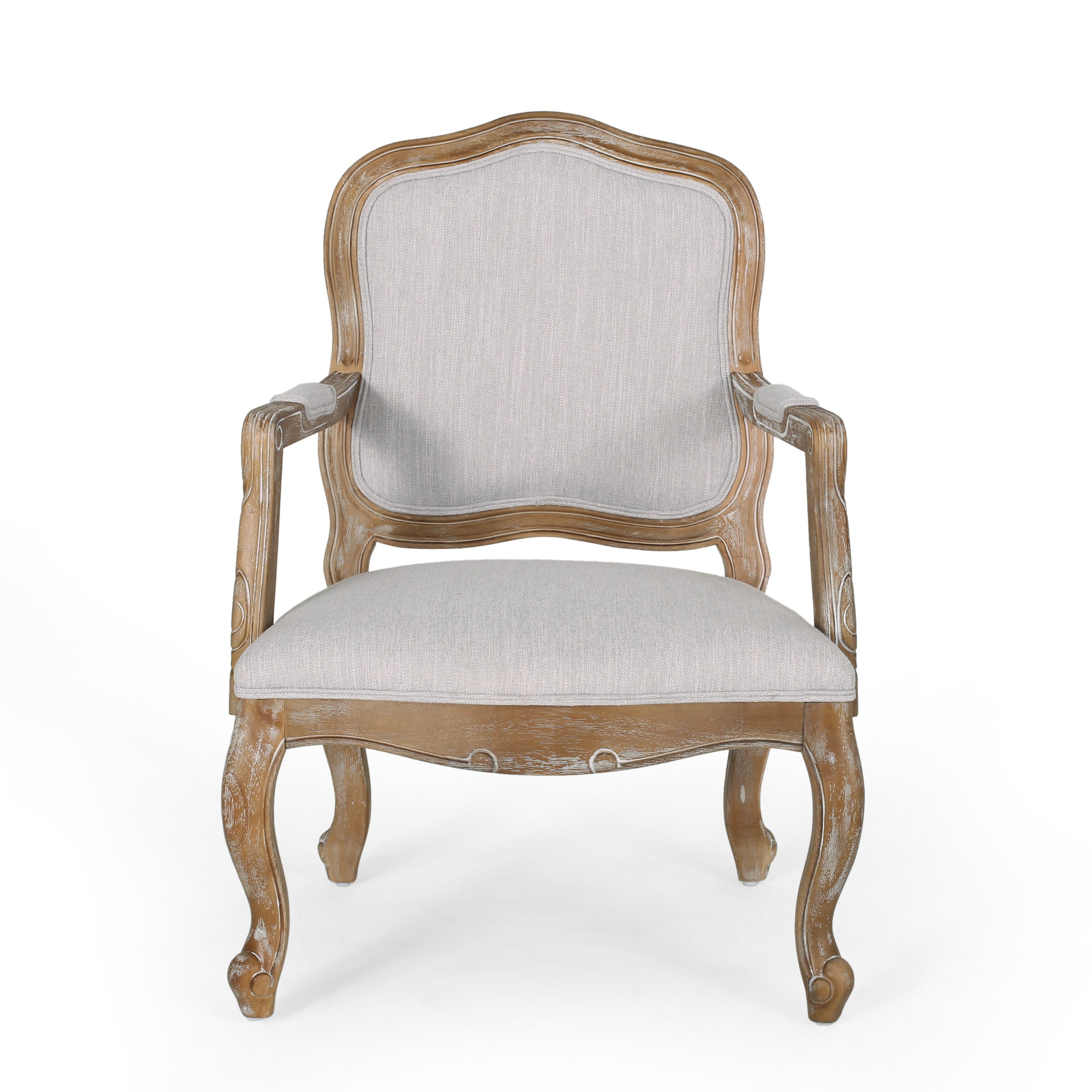 Stene French Country Wood Upholstered Dining Armchair