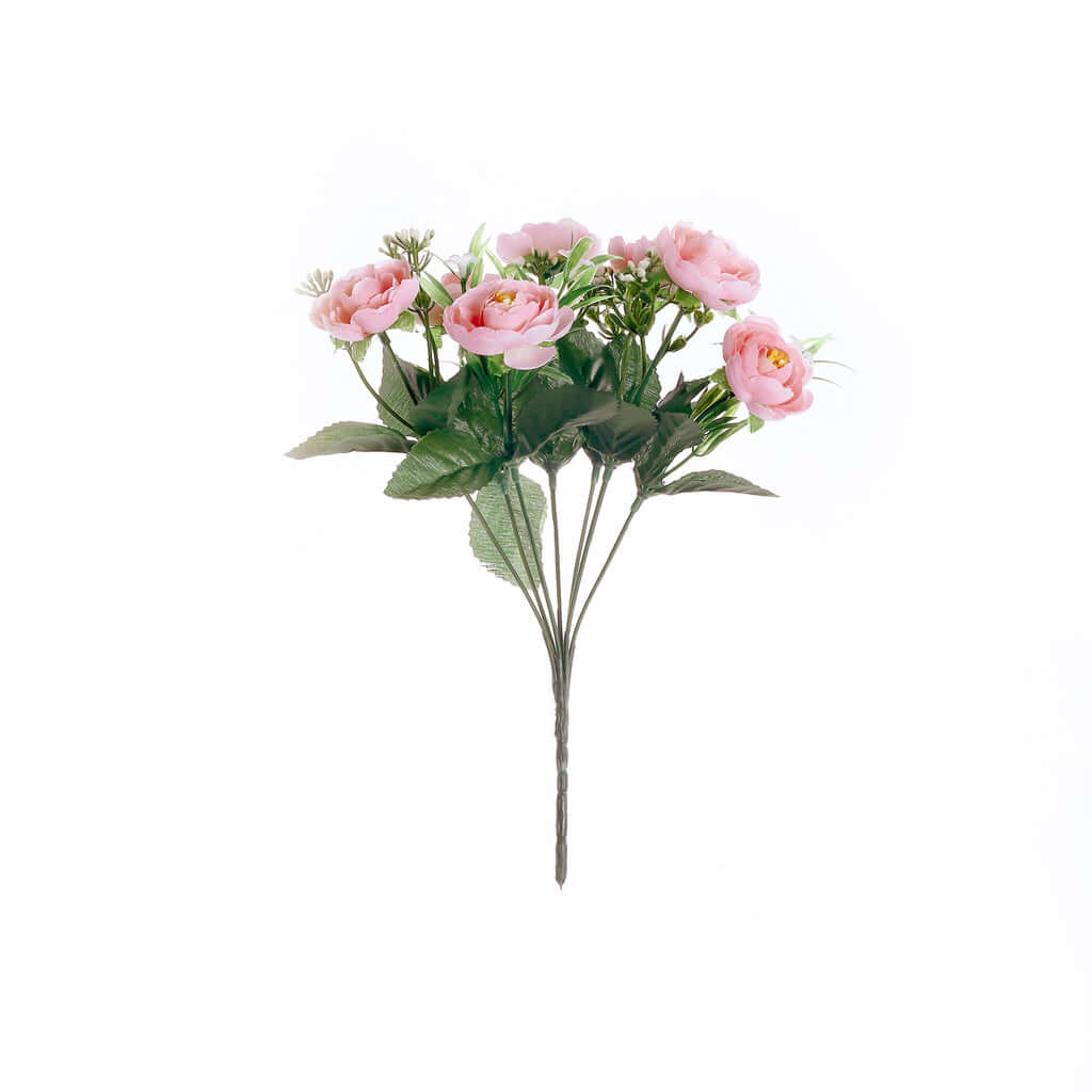 4 Bushes Pink Artificial Silk Peony Flower Bouquet Arrangement