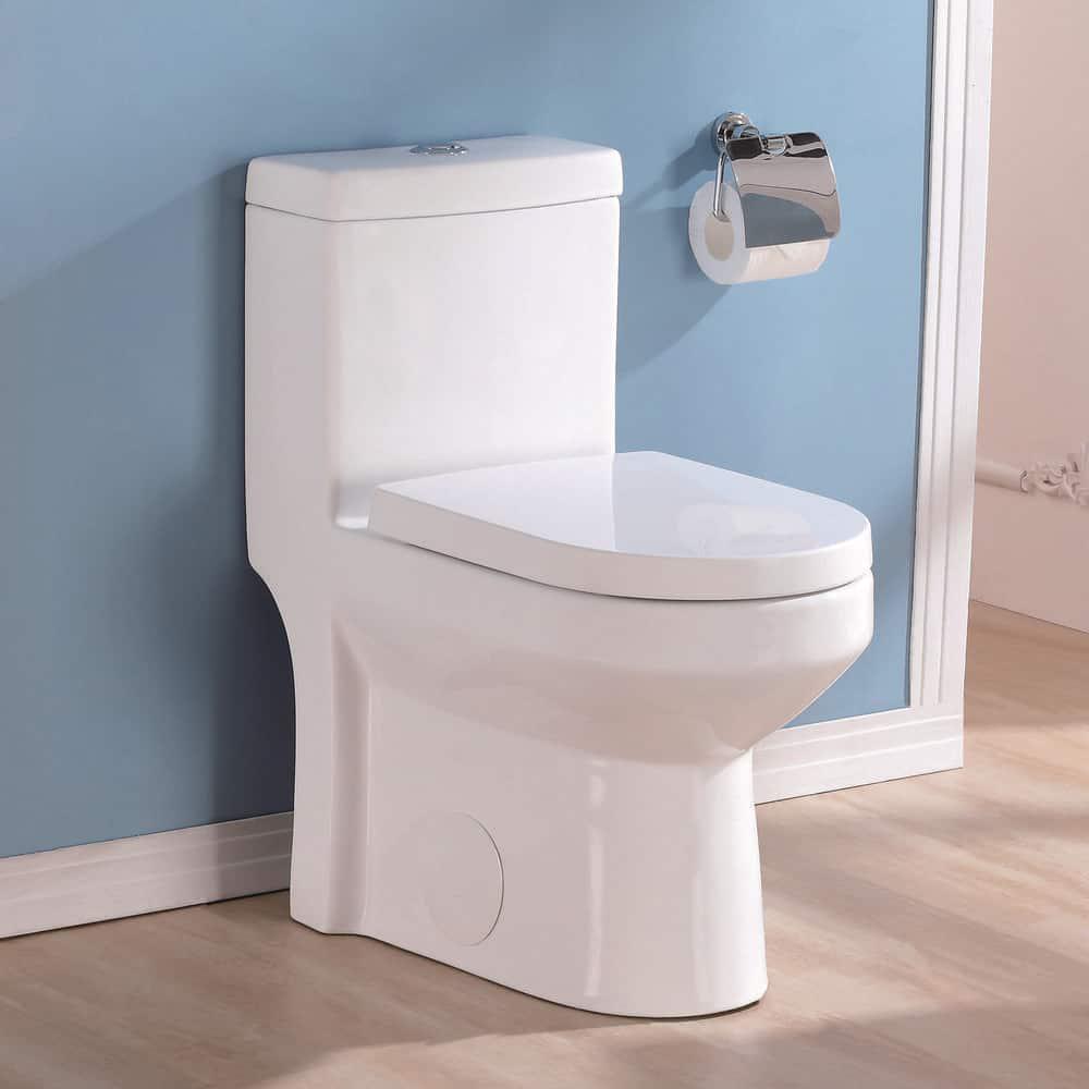 HOROW 10 in RoughIn 1piece 08128 GPF Dual Flush Round Toilet in White Seat Included