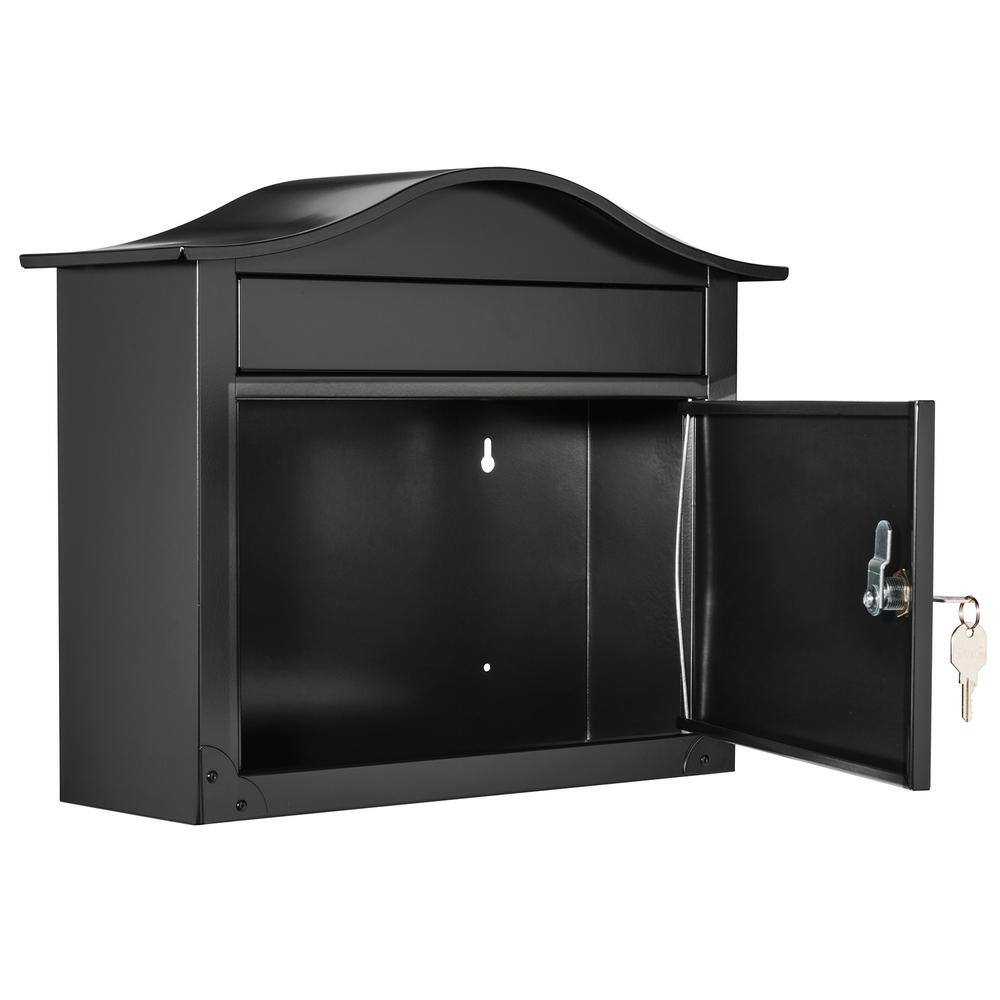 Architectural Mailboxes Saratoga Black Medium Steel Locking Wall Mount Mailbox 2550B-10