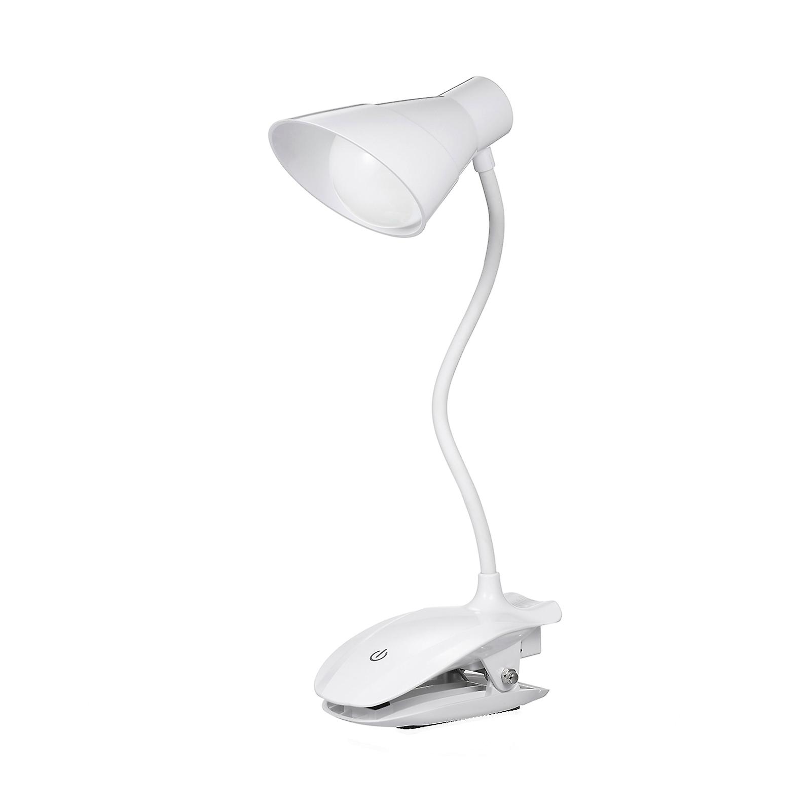 White Led Clip Reading Light Clip On Light Battery Operated， Usb Rechargeable Book Light， Dimmable Touch Bedside Lamp， Portable Desk Lamp With Good Ey