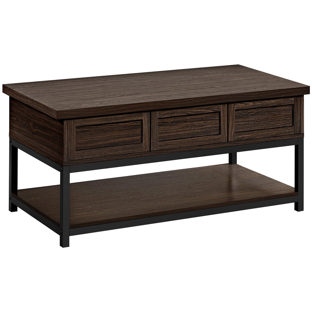 Alden Design Wooden Lift Top Coffee Table with Storage Shelf, Espresso