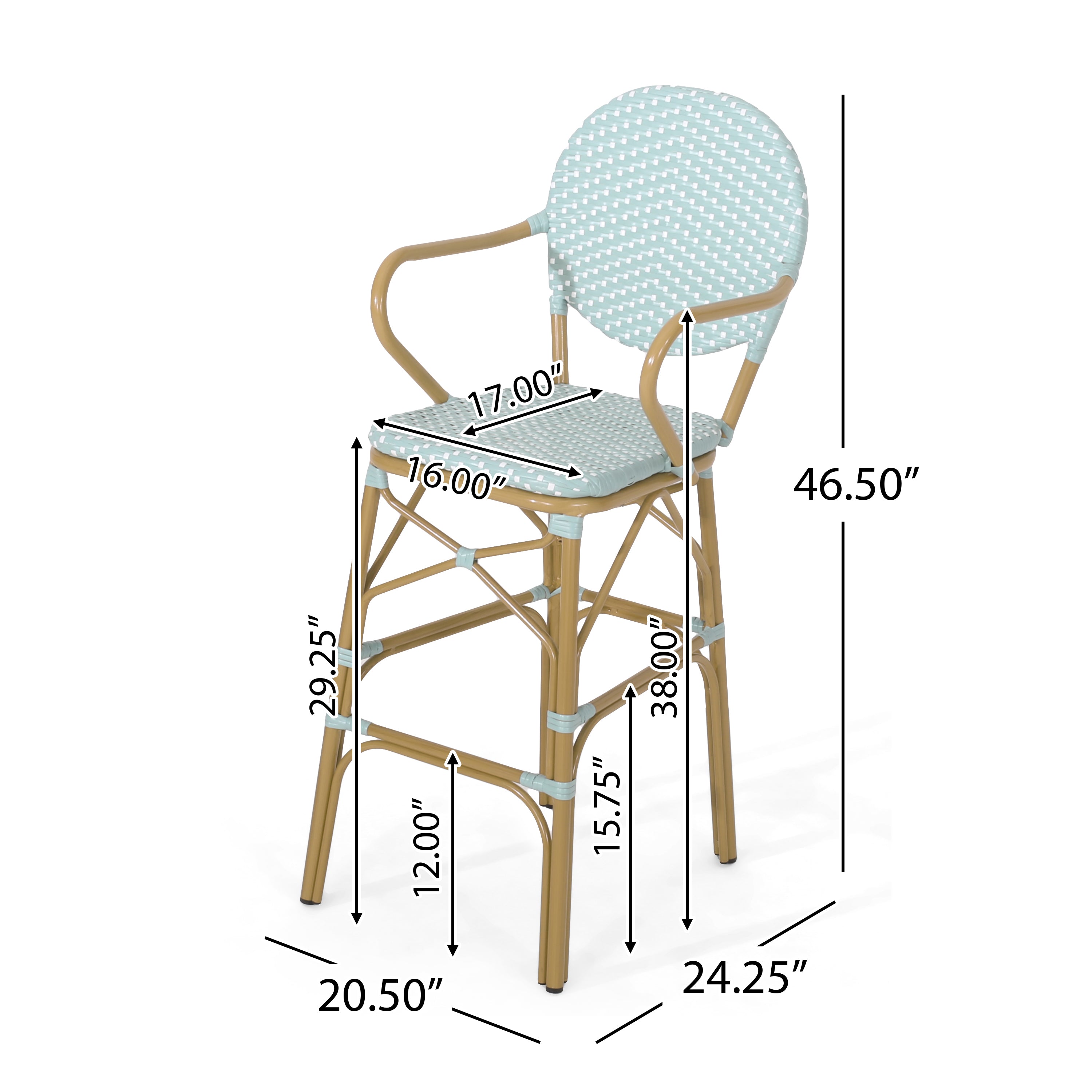 Danberry Outdoor Wicker and Aluminum 29.5 Inch French Barstools, Set of 2