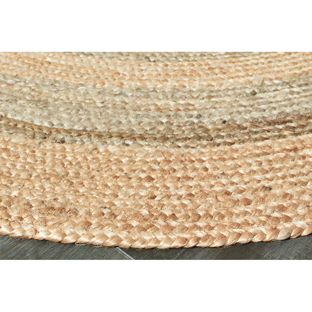 Woven Paths Two Toned Natural Jute Area Rug, 4' Round, Natural