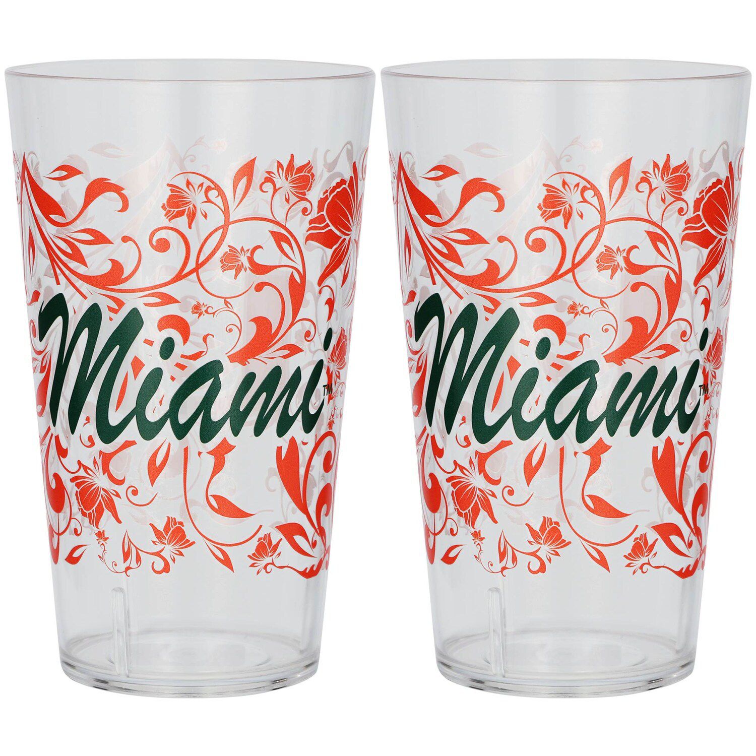 Miami Hurricanes 24oz. Two-Pack Tritan Floral Tumbler Set