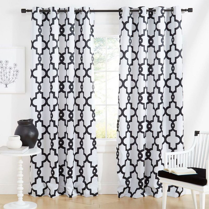 Exclusive Home 2-pack Ironwork Sateen Woven Blackout Window Curtains