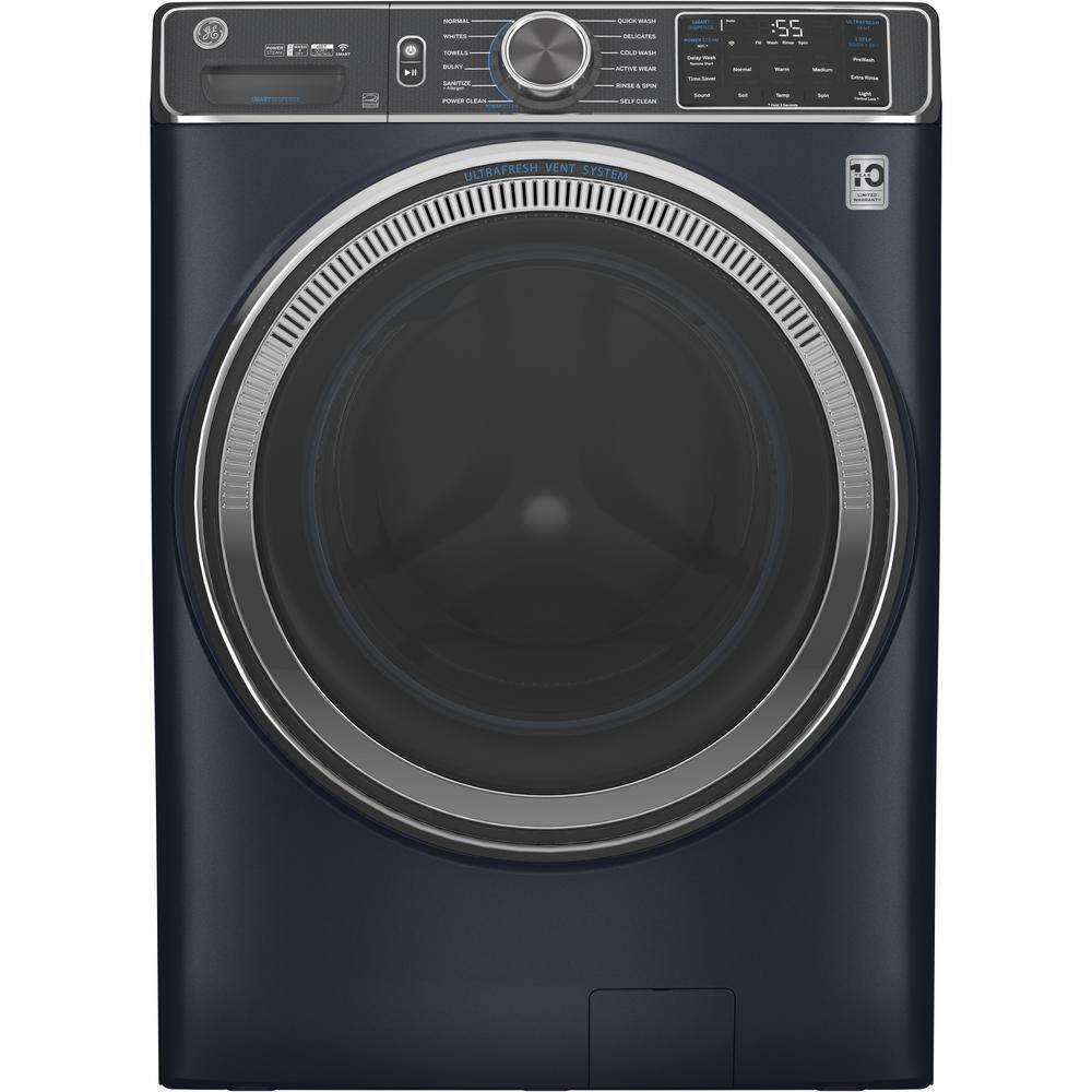 GE 5.0 cu. ft. Smart Sapphire Blue Front Load Washer with OdorBlock UltraFresh Vent System with Sanitize and Allergen GFW850SPNRS