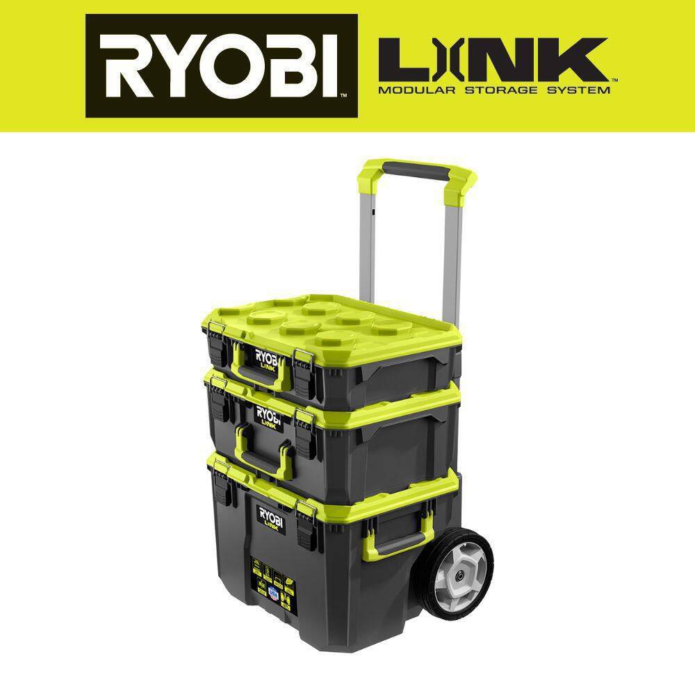 RYOBI LINK Rolling Tool Box with LINK Medium Tool Box and LINK Standard Tool Box STM201-STM102-STM101