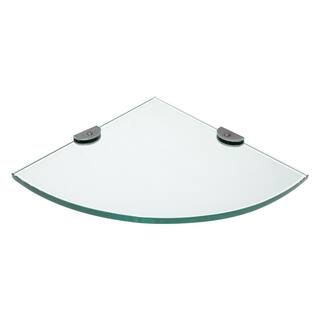 CRAFT + MAIN Oval 10 in. x 10 in. Glass Corner Shelf in Silver GCS1010