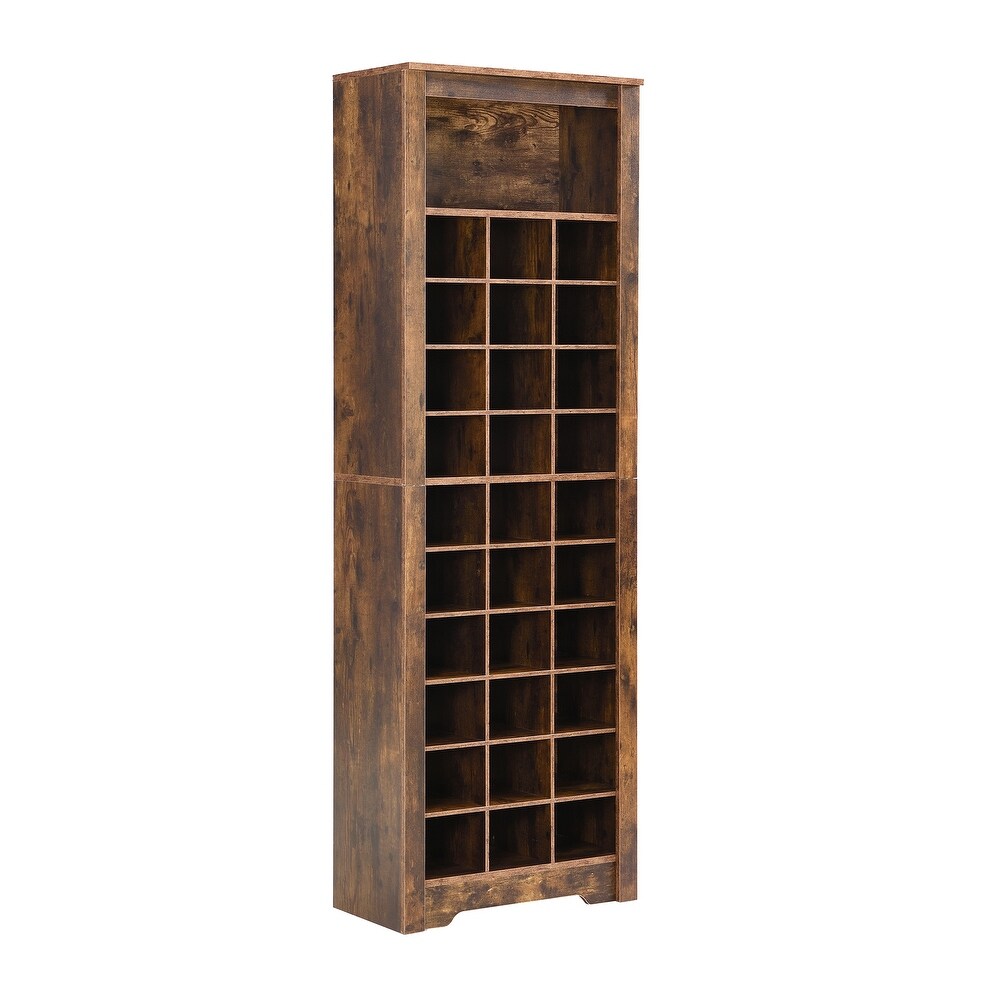 Modern Free Standing 30 Shoe Cubby Tall Cabinet