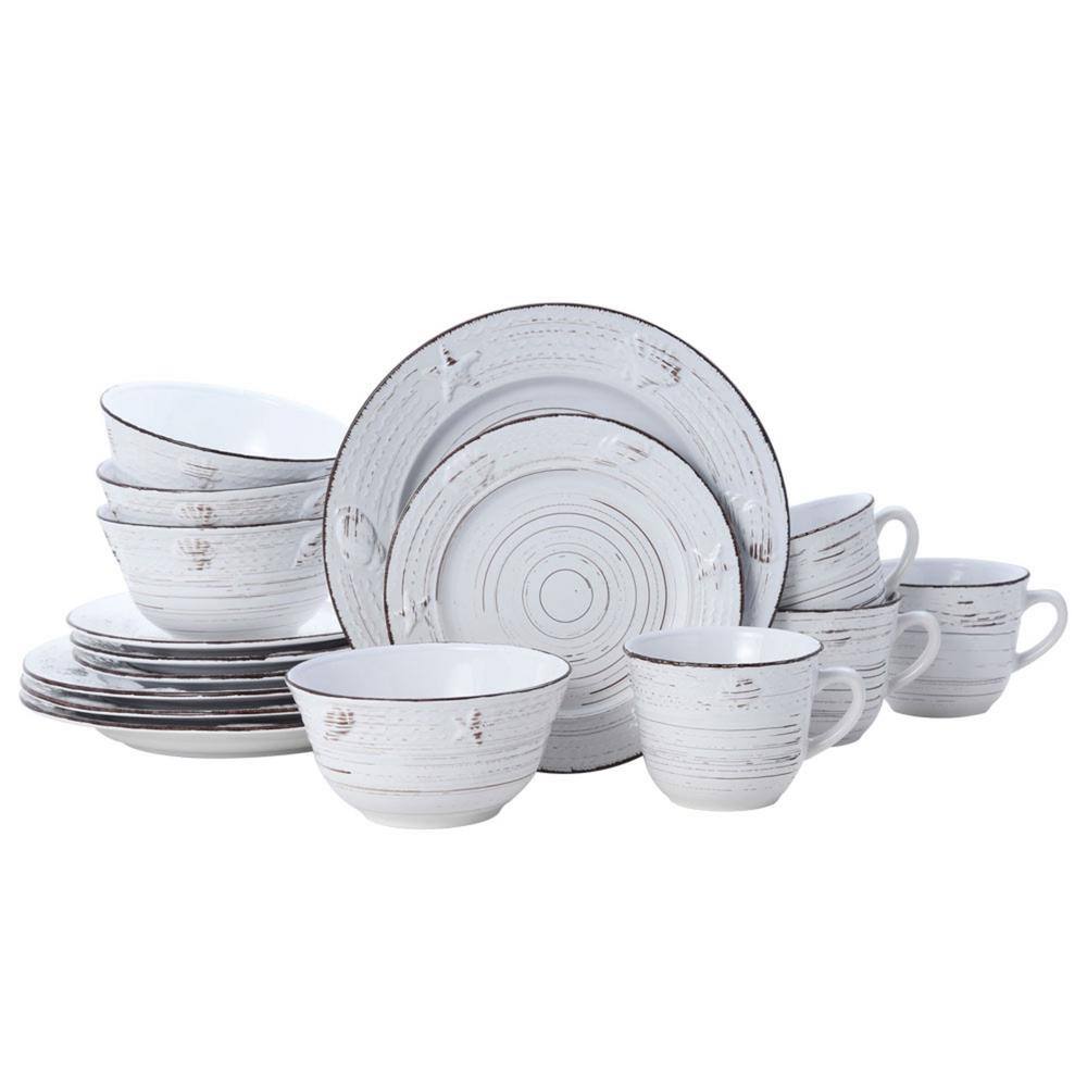 Pfaltzgraff 16-Piece Trellis Coastal White Stoneware Dinnerware Set (Service For 4) 5267774