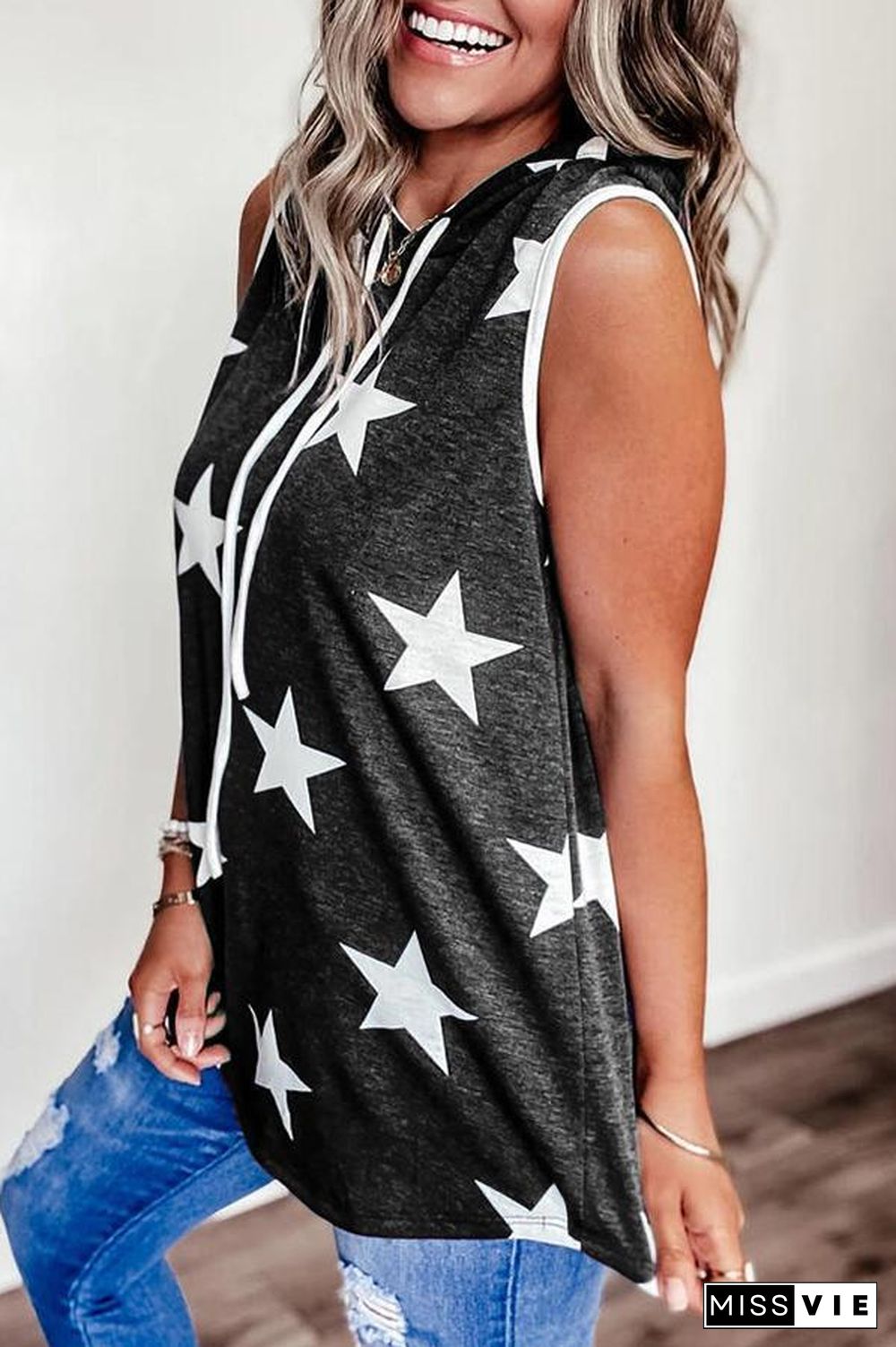 Star Printed Hooded Tank Top (4 Colors) P15481