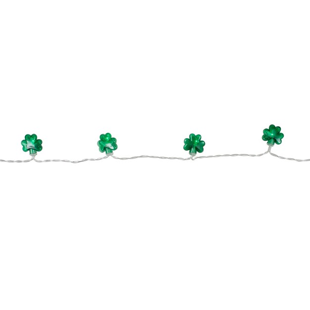 Northlight 20 count Green Led Mini St Patrick x27 s Day Shamrock Lights 7ft Clear Wire