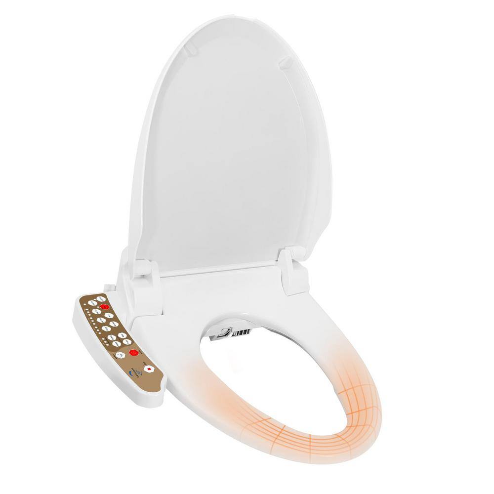 Puluomis Electric Bidet Seat for Elongated Toilet in White US-AS003-X